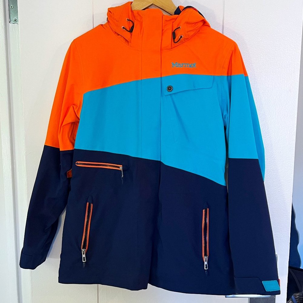 NWT Marmot Moonshot Jacket, Medium, Arctic Navy/Orange Coral